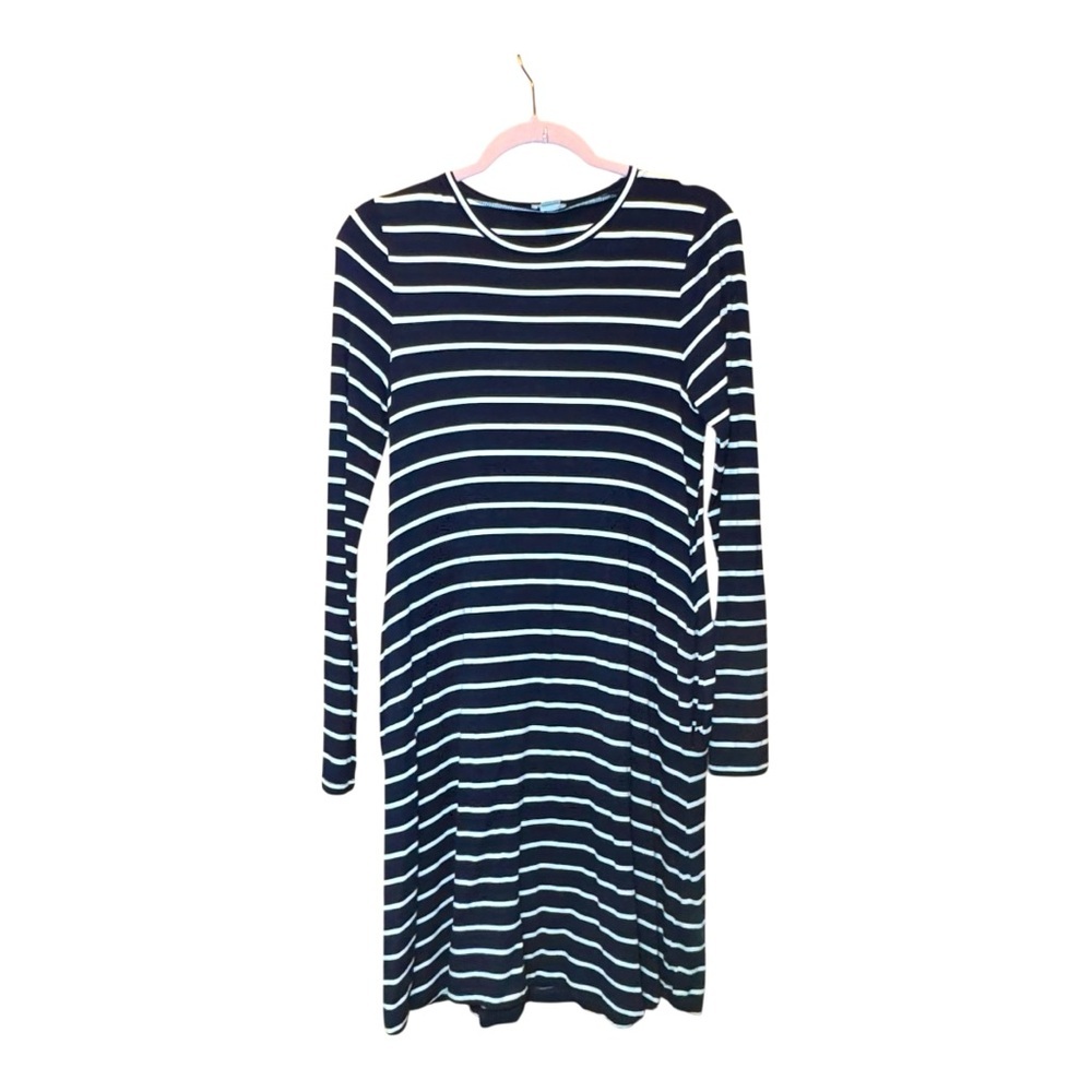 J. Crew Navy and White Nautical Striped Long Sleeve Dress XS